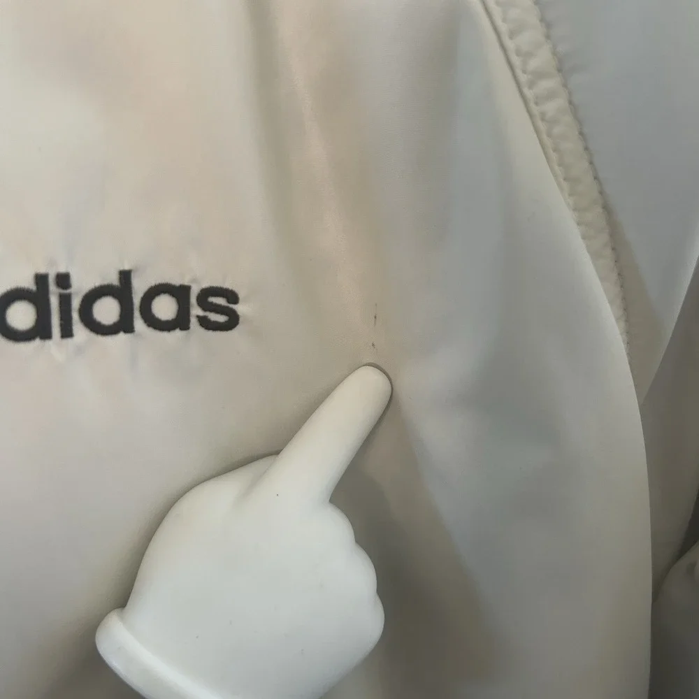 Vintage Y2K Adidas Men's Reversible Hooded Puffer Jacket XXL Retro White‎ Black